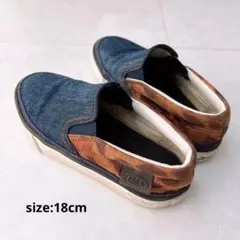 zoom スリッポン デニム/ブラウン 18cm