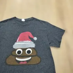 US古着Tシャツ サンタうんち クリスマス グレー デルタ DELTA