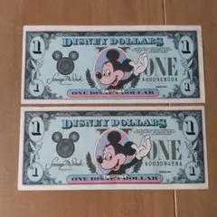 Disney Dollars 1ドル紙幣 2枚セット 1989年 - メルカリ