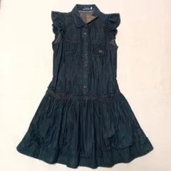 BURBERRY　バーバリー　デニムワンピース　フレンチ袖　ノバチェック　フレア
