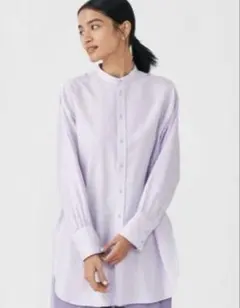 美品 トゥモローランド コットンモールスキン バンドカラーチュニックシャツ