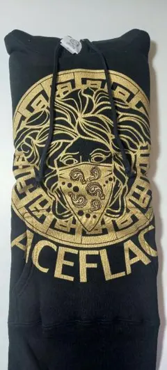 [新品・未使用] ACEFLAG 金ロゴ メデューサ フードパーカー 男女兼用