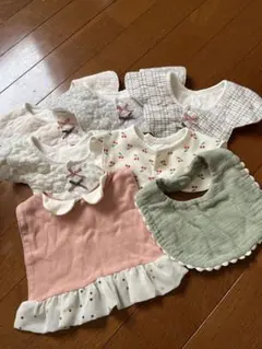 ベビースタイセット コットン 花柄 リボン