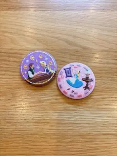 ディズニー刺繍缶バッチ　 ラプンツェル・不思議の国のアリス2個セット