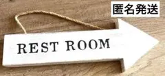 【美品】壁掛けインテリア　雑貨　木製　rest room表札