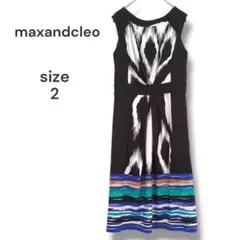 maxandcleo　ロングワンピース　グレタ・アステカボーダードレス　M　黒のサムネイル