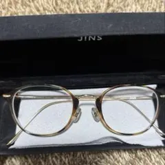 JINS ゴールド ラウンドメガネ ケース付き