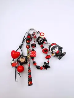 ハローキティ風キャラクターキーホルダー ストラップ Y2k じゃらじゃら