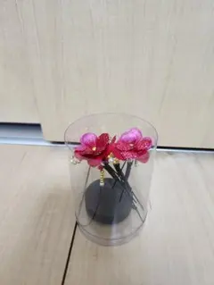 髪飾り　花　かんざし　Uピン