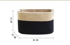 収納籠　38*25*22  麻　棉　自然素材　ナチュラル　白のサムネイル