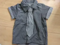 ベビー　冠婚葬祭　グレー ポロシャツ 90cm チェック襟　七五三