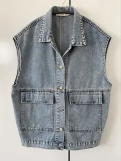 デニム　ノースリーブ　ジャケット　ベスト　メンズ　レディース