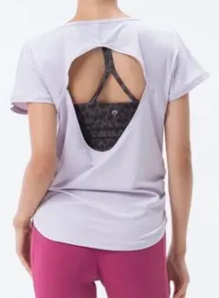 Lサイズ SUKALA ヨガウェア バックオープン tシャツ フレンチスリーブのサムネイル