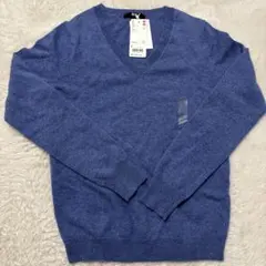 UNIQLO カシミヤ Vネックセーター S ブルー