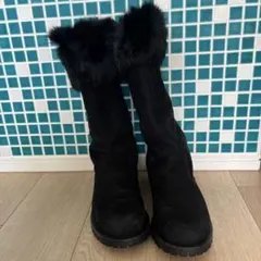 フィンコンフォート　finncomfort ファー付き 黒スエード ブーツ