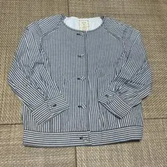 shuca ノーカラージャケット 7分袖 リネン混 ストライプのサムネイル