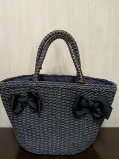 ANTEPRIMA　MISTO リボン付きブラックかごバッグ