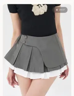 darich ダーリッチ ダブルレイヤードプリーツミニスカート グレーのサムネイル