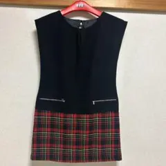 チェック柄ワンピース黒
