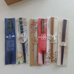 伝統的な花柄の木製箸セット 6本