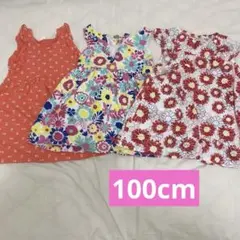 花柄 半袖ワンピース 3点セット 100 女の子