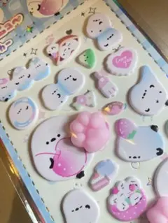 もちプニューステッカー　シマエナガ　肉球スクイーズ マシュマロ　肉球シール