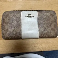 COACH シグネチャー ジップウォレット ブラウンアイボリー