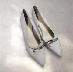 未使用級美品☆LE TALON ルタロン リボンパンプス　スウェード　グレー