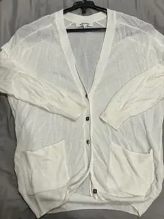 ホワイト　サマーカーディガン シルバーボタン　【GLOBAL WORK】