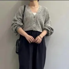 Jena espace merveilleuxショートカーディガン　グレー　編みのサムネイル