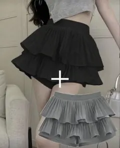 SHEIN 32700845 ブラック&グレー S