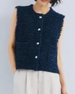 green label relaxingミックスツイードニット ジレ ベスト