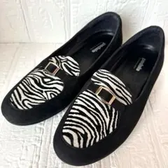 アシックスウォーキング ペダラ 本革 ブラック×ゼブラ 22cmEE