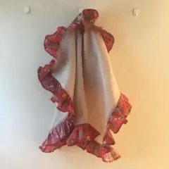 クリスマス✴︎Fluffyふわふわキッチンクロス　プチ　リバティクリスマス赤×麻