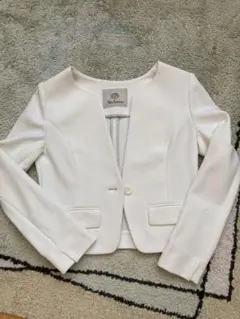 Clair Impression ホワイト ノーカラージャケット