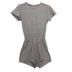 American Apparel 半袖ロンパース ホワイト ブラック サイズXS