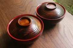 デッドストック！どっしり刳り貫き木地に極上朱漆の大椀2点（検後藤塗どんぶり椀 デッドストック！どっしり刳り貫き木地に極上朱漆の大椀2点（検後藤塗