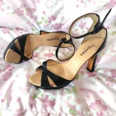 repetto サンダル 36 黒 パテント エナメル ストラップ