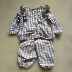 H&M 紫と白のチェック柄セットアップ