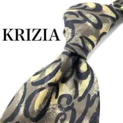 【極美品】KRIZIA 総柄 ネクタイ ベージュ オシャレ 派手 ユニークのサムネイル