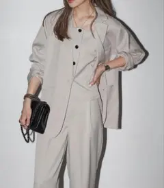 ボンジュールサガン　杢調シングルテーラードジャケット　ライトベージュ　○35