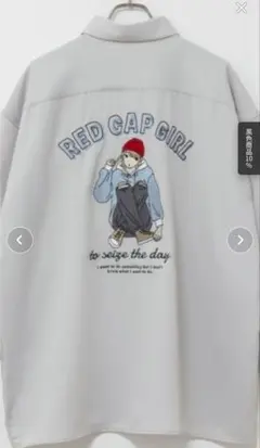 【RED CAP GIRL】 オーバーサイズ 長袖シャツ グレーM