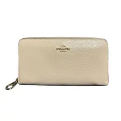 COACH 長財布 ベージュピンク系 ゴールドロゴ ウォレット レディ－ス 小物