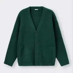 GU ブラッシュドヤーンカーディガン グリーン L