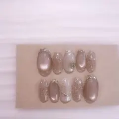 現品　ネイルチップ　フラッシュ　マグネット　フレンチ　ミラー