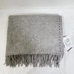 新品タグ付 トミーヒルフィガー 大判ストール フリンジ ウールマフラー グレー