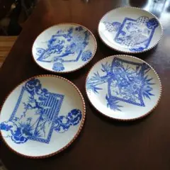 伊万里　染付大皿　4種　30.3cm　明治～大正期