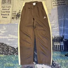 Vintage 90s adidas ワイド トラックパンツ ブラウン サイド