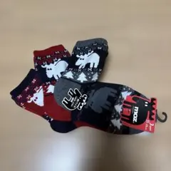 新品 モズ MOZ トナカイ柄ソックス3足セット