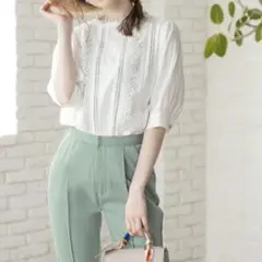 GRL レースデザインブラウス an870 Lサイズ　ベージュ